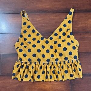 Kortni Jeane Yellow Polka Dot Ruffle Bikini Top